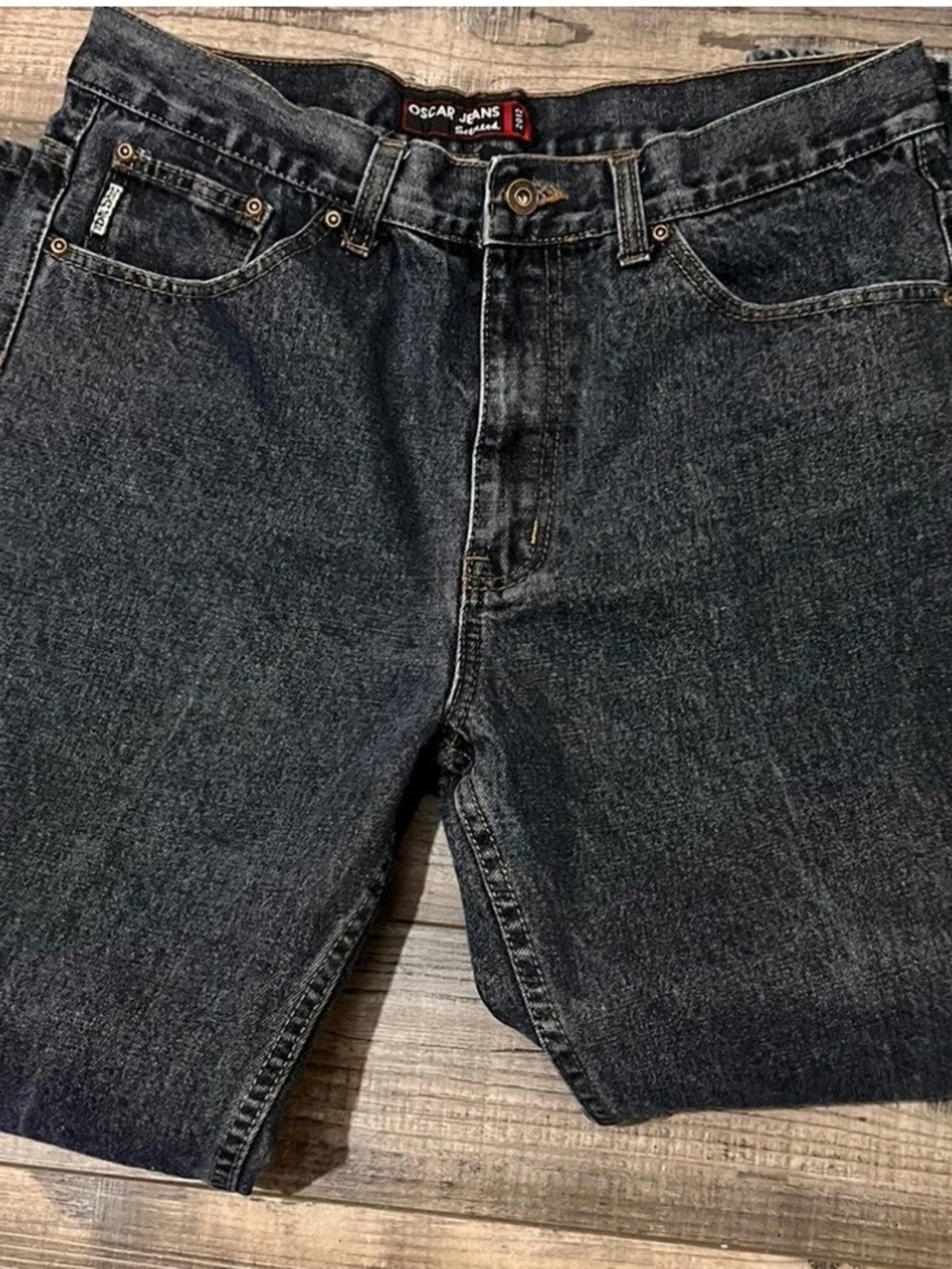 Oscar Men's Jeans 36x30 Denim Medium Blue Straight Leg 5 Pocket - Picture 6 of 8
